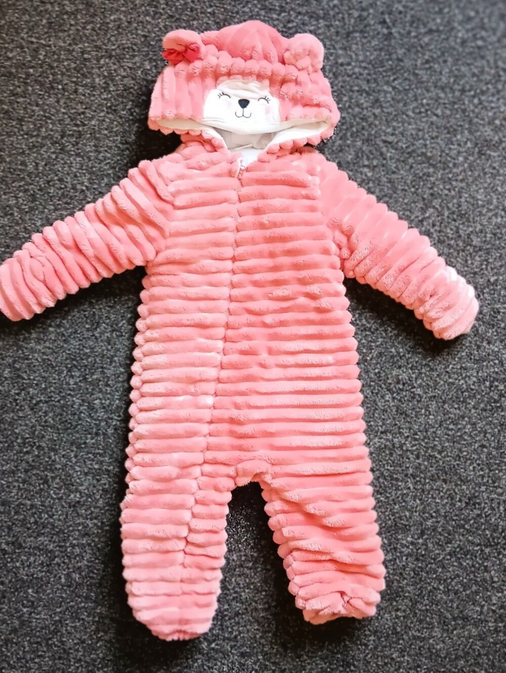 Quilted Koala Baby Pink 12-18 Mo. Infant Bear Full Zip Warm Snowsuit, Footless